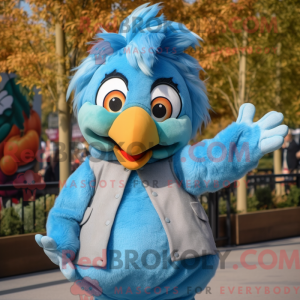 Cyan Tyrkiet maskot kostume...