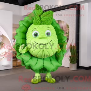 Green Cabbage Leaf maskot...