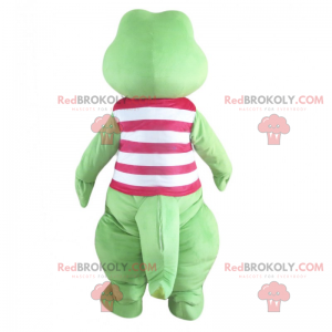 Crocodile mascot with red striped shirt - Redbrokoly.com