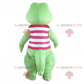 Crocodile mascot with red striped shirt - Redbrokoly.com