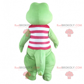 Mascote crocodilo com camisa listrada vermelha - Redbrokoly.com