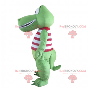 Crocodile mascot with red striped shirt - Redbrokoly.com