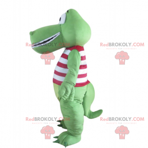 Krokodille maskot med rød stripet skjorte - Redbrokoly.com