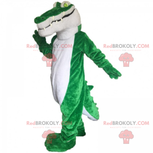 Krokodille maskot med grønne øjne - Redbrokoly.com