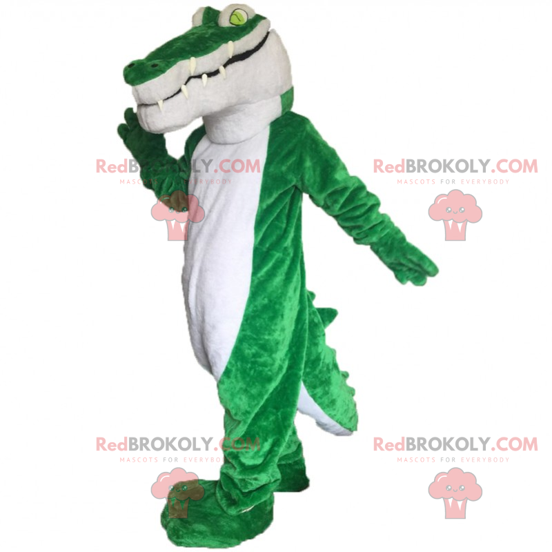 Krokodil mascotte met groene ogen - Redbrokoly.com