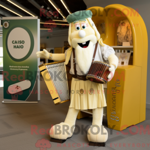 Cream Celtic Harp mascot...