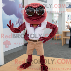 Maroon Crab maskot kostume...