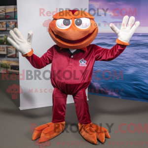 Maroon Crab maskot kostume...
