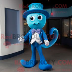 Figura de máscara de lula azul com uma máscara polo e sløyfer - Lulas mascotes - REBROKO_287531 - RedBrokoly.com