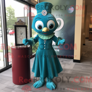 Blågrønt timeglas maskot...