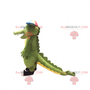 Maskot krokodýla s čepicí a teniskami - Redbrokoly.com