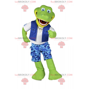 Mascotte de crocodile en tenue de pécheur - Redbrokoly.com