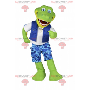 Mascote crocodilo vestido de pescador - Redbrokoly.com