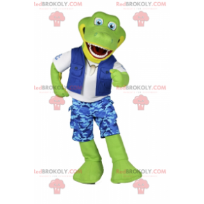 Mascotte de crocodile en tenue de pécheur - Redbrokoly.com