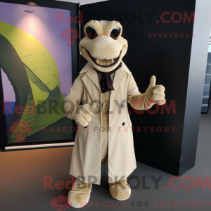 Beiges Python-Maskottchenkostüm mit Blazer und Clutch - Python-Maskottchen - REBROKO_287557 - RedBrokoly.com