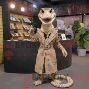 Beiges Python-Maskottchenkostüm mit Blazer und Clutch - Python-Maskottchen - REBROKO_287559 - RedBrokoly.com