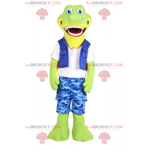 Crocodile mascot dressed as a fisherman - Redbrokoly.com