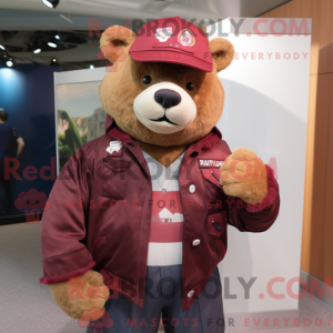 Maroon Bear mascottekostuum...