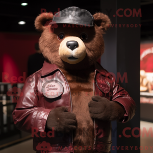 Maroon Bear mascottekostuum...