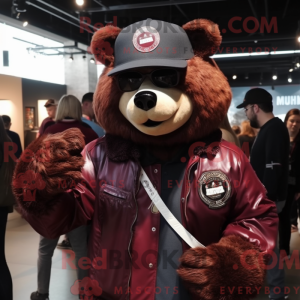 Maroon Bear mascottekostuum...