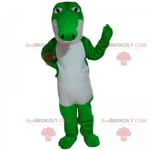 Mascota cocodrilo verde neón y blanco - Redbrokoly.com