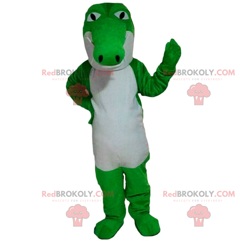 Mascotte de crocodile vert fluo et blanc - Redbrokoly.com