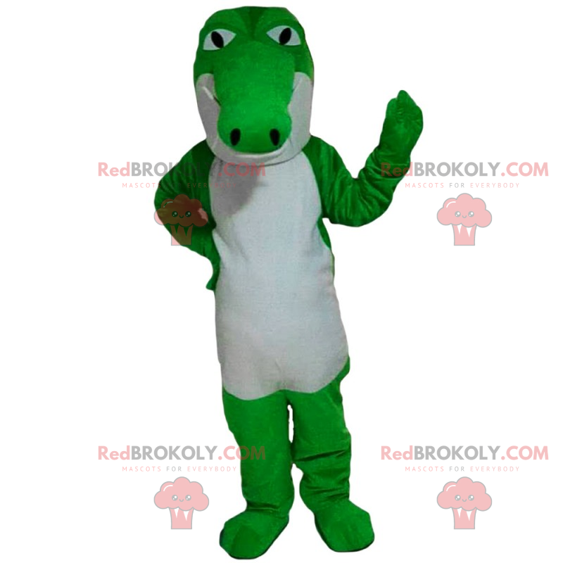 Neon groene en witte krokodil mascotte - Redbrokoly.com