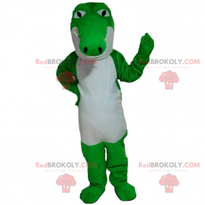 Mascotte de crocodile vert fluo et blanc - Redbrokoly.com