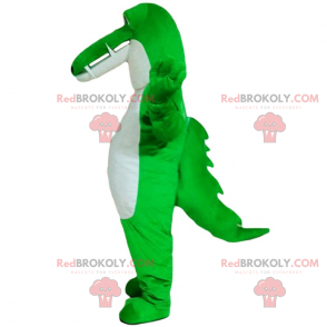Mascota cocodrilo verde neón y blanco - Redbrokoly.com