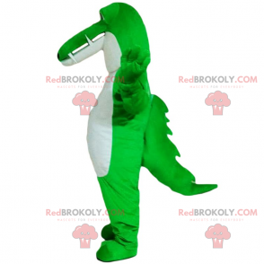 Neon groene en witte krokodil mascotte - Redbrokoly.com