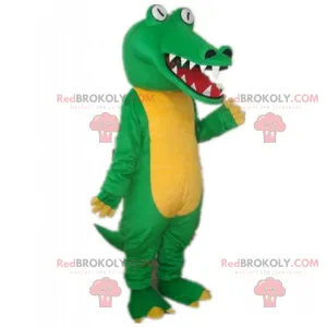 Green crocodile mascot and yellow belly - Redbrokoly.com