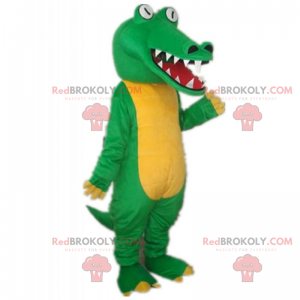 Groene krokodil mascotte en gele buik - Redbrokoly.com