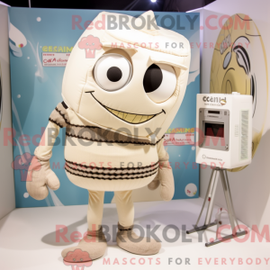 Beige kamera maskot kostume...