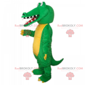 Green crocodile mascot and yellow belly - Redbrokoly.com