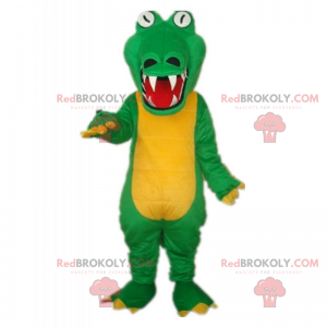 Mascotte coccodrillo verde e pancia gialla - Redbrokoly.com