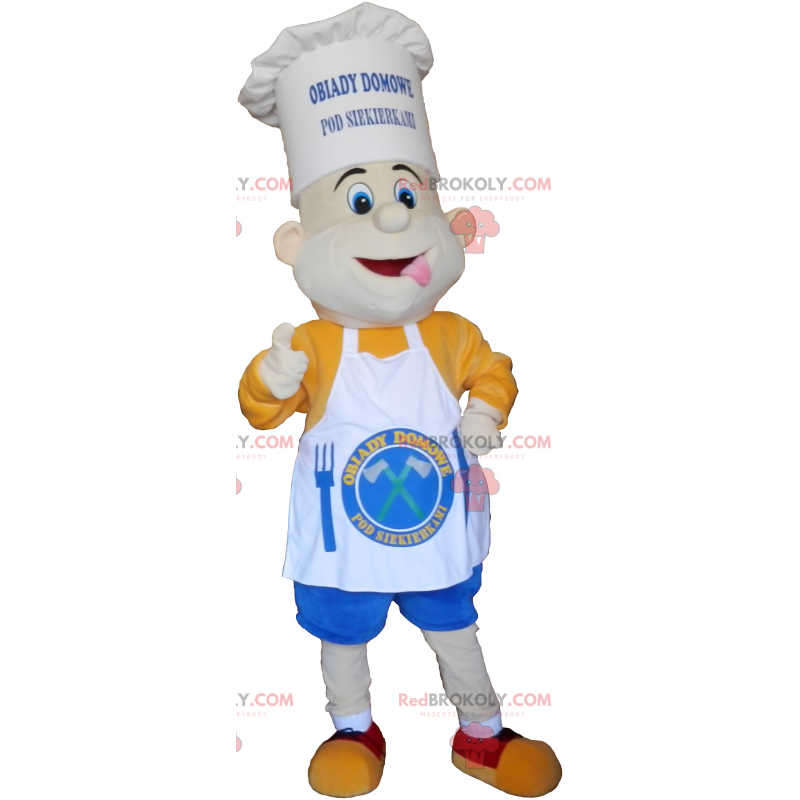 Mascotte de cuisinier avec une jolie toque et un tablier -