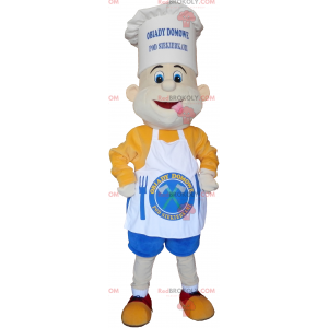 Cook mascot with a pretty chef's hat and an apron -