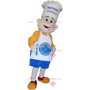 Cozinheiro mascote com um lindo chapéu de chef e um avental -