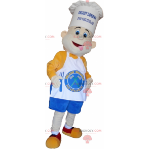 Mascotte de cuisinier avec une jolie toque et un tablier -