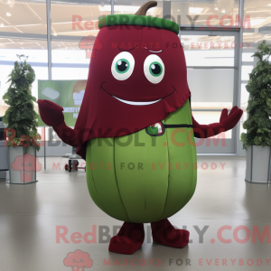 Maroon Green Bean mascot...