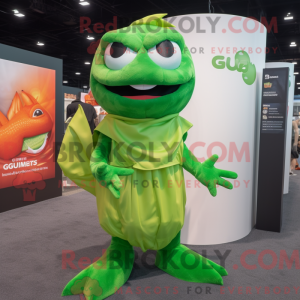 Lime Green Goldfish mascot...