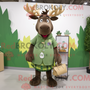 Olive Elk maskot kostume...