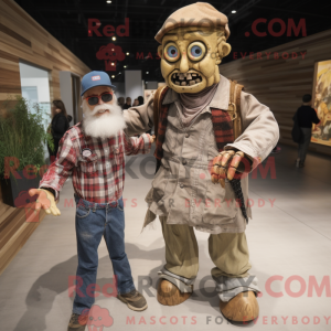 Beige Undead maskot kostume...