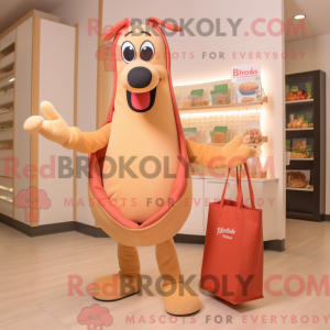 Peach Hot Dog Maskottchen...