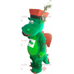 Dinosaur mascot with hat - Redbrokoly.com