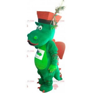 Dinosaur maskot med hatt - Redbrokoly.com