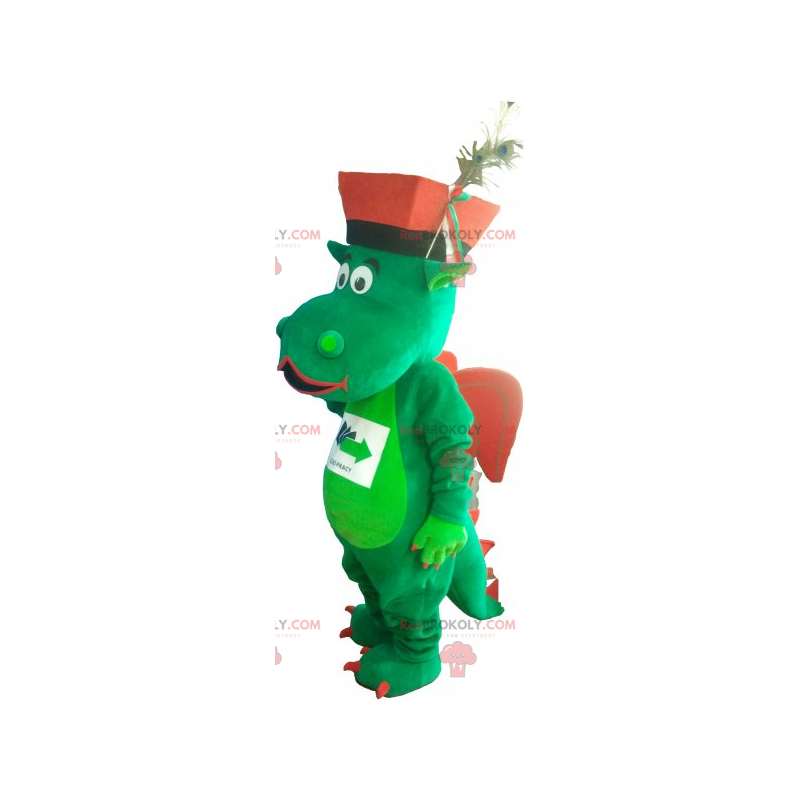 Dinosaur maskot med hatt - Redbrokoly.com