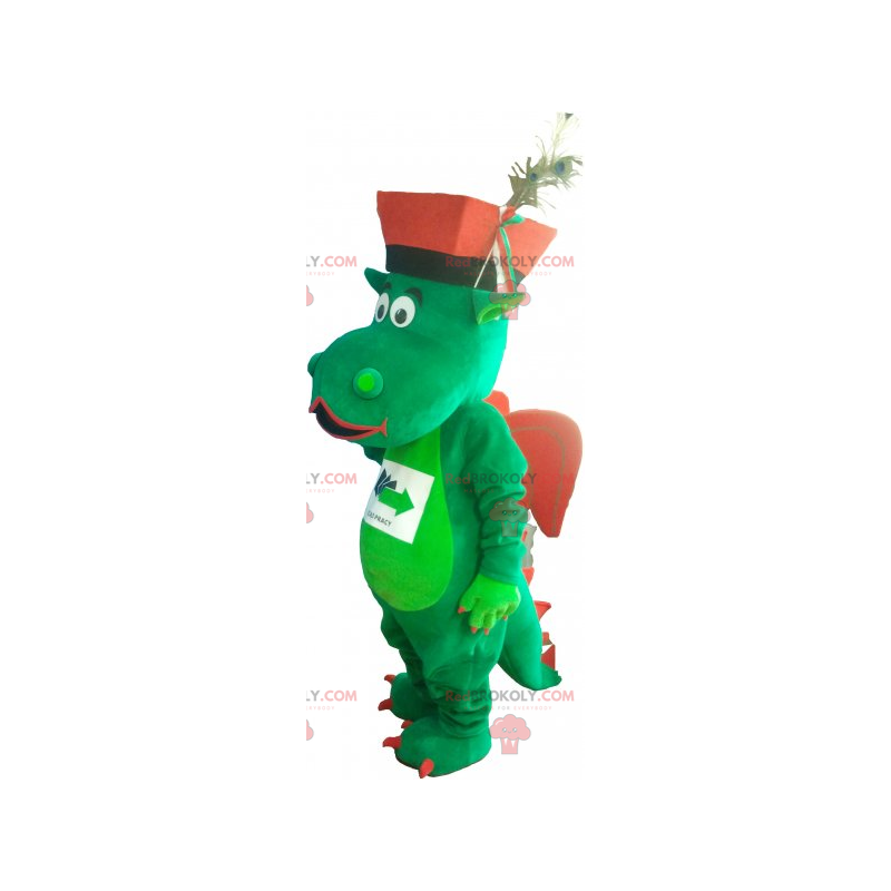 Mascote dinossauro com chapéu - Redbrokoly.com