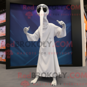 Fantasia de mascote de equilibrista branco com macacão e presilhas de cachecol - Mascotes de palafitas - RedBrokoly.com