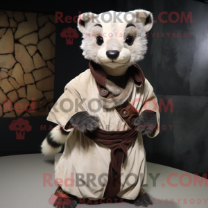 Beige Civet maskot kostume...